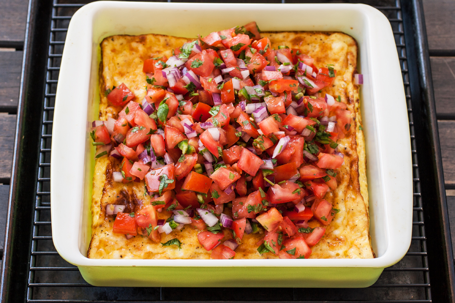 Fluffy Baked Omelet with Pico de Gallo -- from The 8x8 Cookbook, by Kathy Strahs (Burnt Cheese Press, 2015)